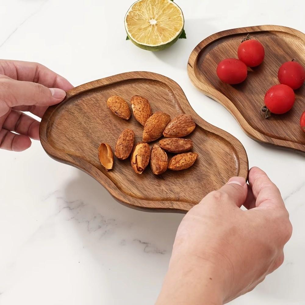 Decorative Design Acacia Wood Tray Heat Resistant Wooden Serving Plate Wooden Plate for Home Use