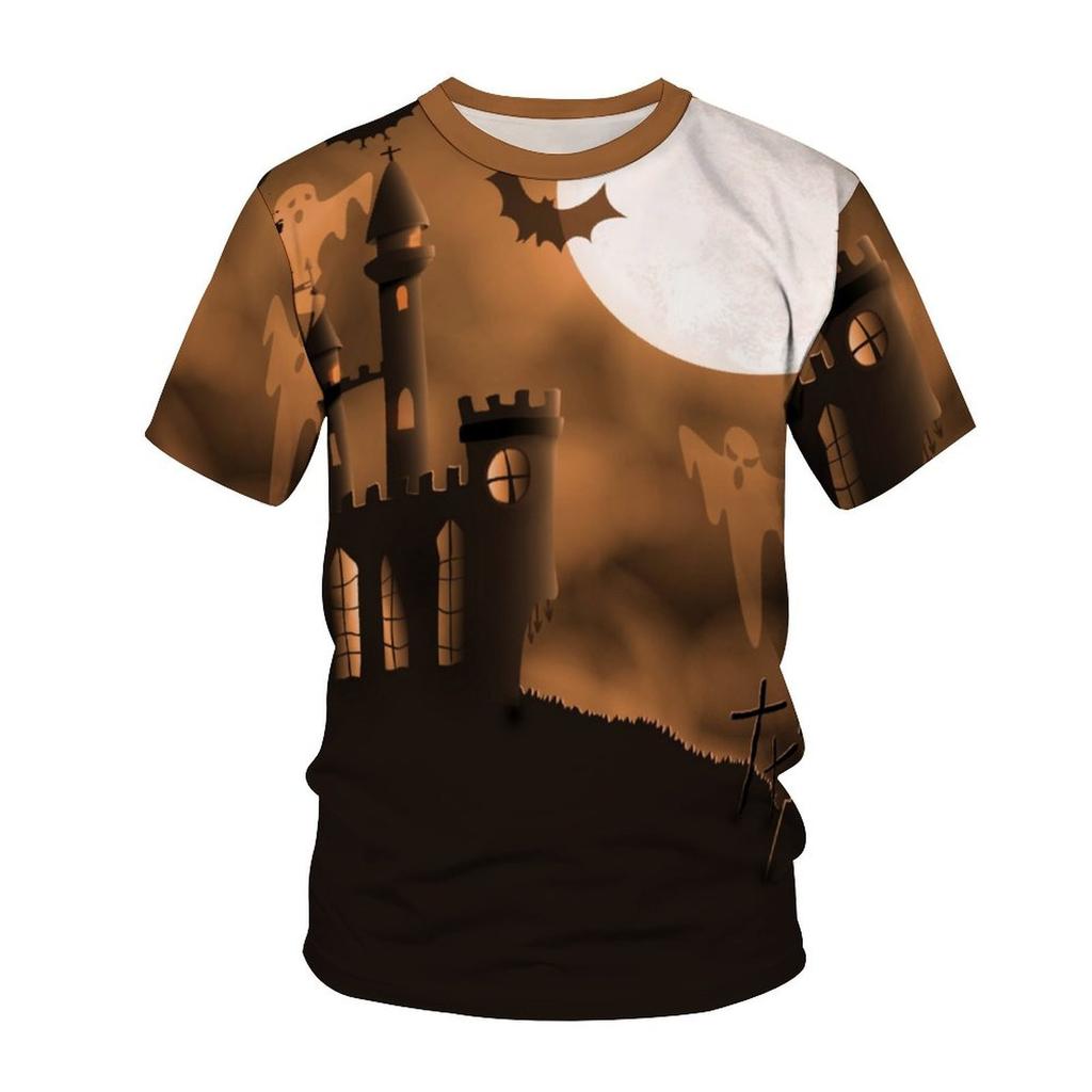 SHUNAICHI Halloween Christmas Gift Halloween Party Men's Costume 3D Digital Printing Pumpkin T-Shirt Crew Neck Loose T-Shirt Top