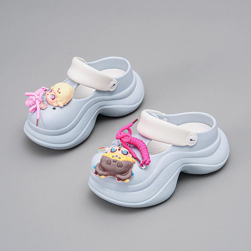 

CH1610-Pink PP women s shoes 2025 new summer hole shoes women s versatile thick sole soft sole heightening drag 35