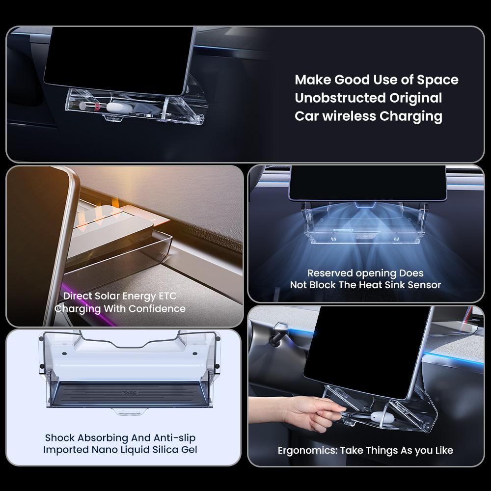 YZ For 2021-2026 Tesla Highland Model 3/Y/YL Juniper Tray Magnetic Under Screen Hidden Storage Box Magnetic Hidden Screen Box