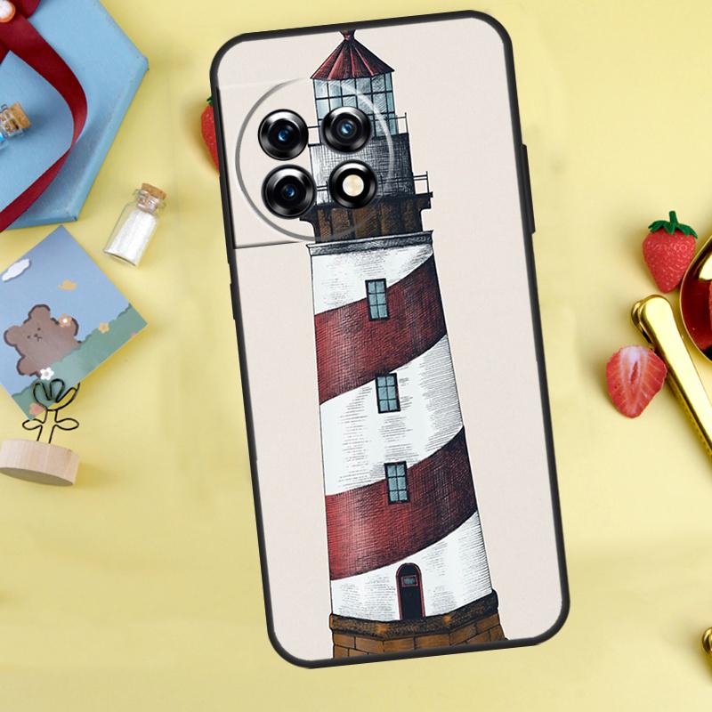 Abstract art highway lighthouse Case For OnePlus 13R 12R 10R 15 13 12 11 10 9 13T 10T 8T Nord CE 5 2 3 4 Lite N20 N30 Cover