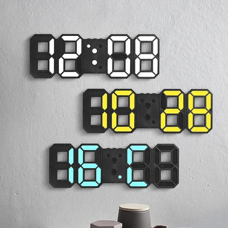 Garden Wall Clock Living Room Bedroom Digital Alarm Temperature Times Decor Table Clocks Decoration. Home 3D LED Date