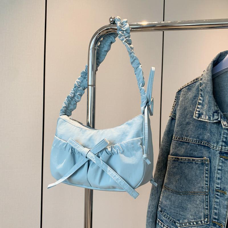 IELGY Korean Version Casual Daily All-Match Nylon Cloth Bag Simple Fashionable Pleated Cross-Body Shoulder Bag