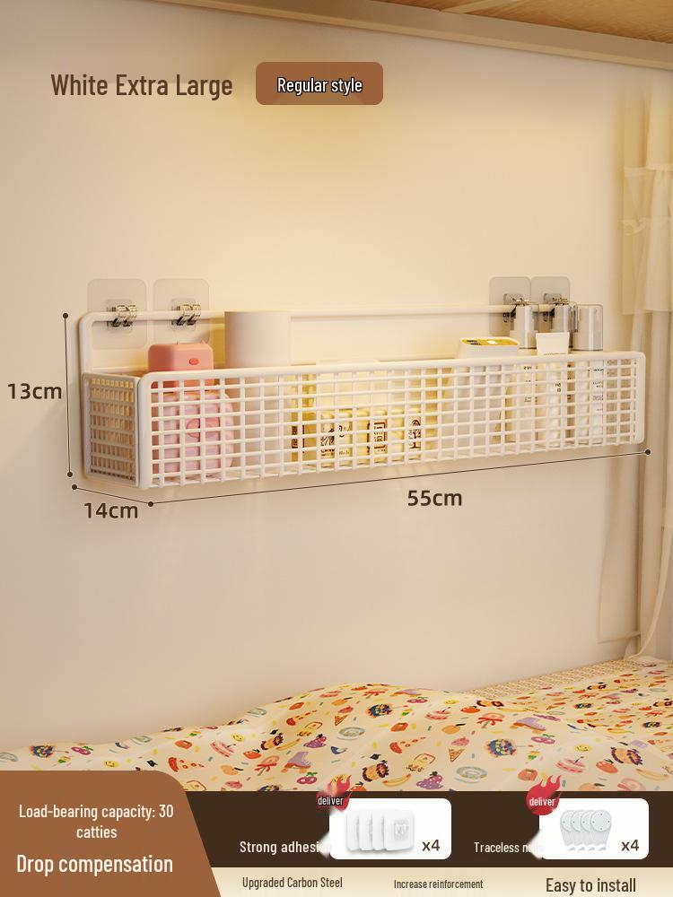 Punch-free Wall Shelf: Bedside Storage for Dorms & Bunks