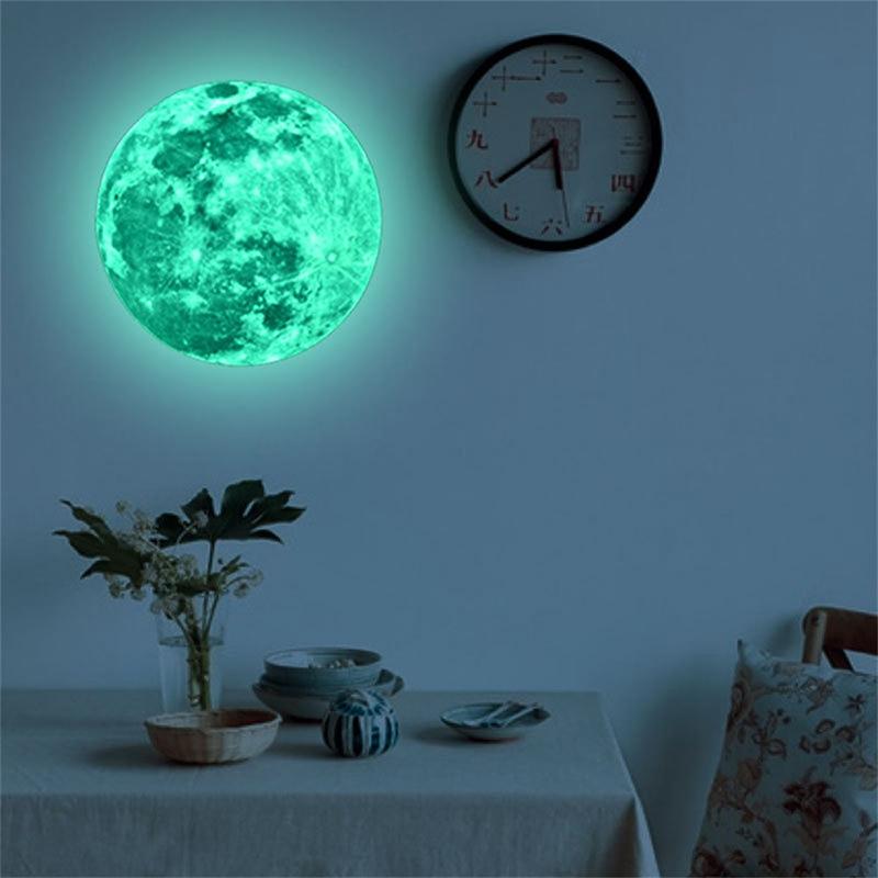 20 cm Dreifarbiger Leuchtender Mond 3D Wandaufkleber für Wohnzimmerdeko Schlafzimmerdekoration Heimaufkleber Leuchtet im Dunkeln Tapete