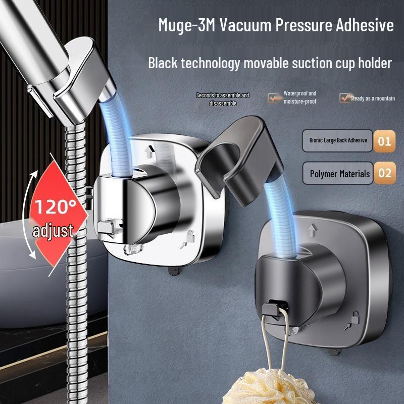 Universal No-Drill Suction Cup Shower Head Holder