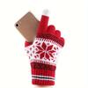 WTEMPO 1 Pair of Autumn and Winter Touch Screen Gloves Men's Fashion Snowflake Fleece Thick Knitted Warm Full Finger Gloves