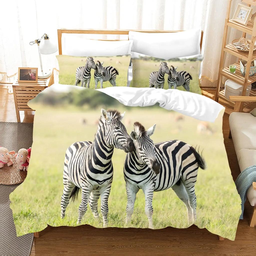 Colorful Zebra Print Duvet Cover For Kids Girls Teens Beautiful Colorful Animals Theme Bedding Graphic Graffiti Art Decorative