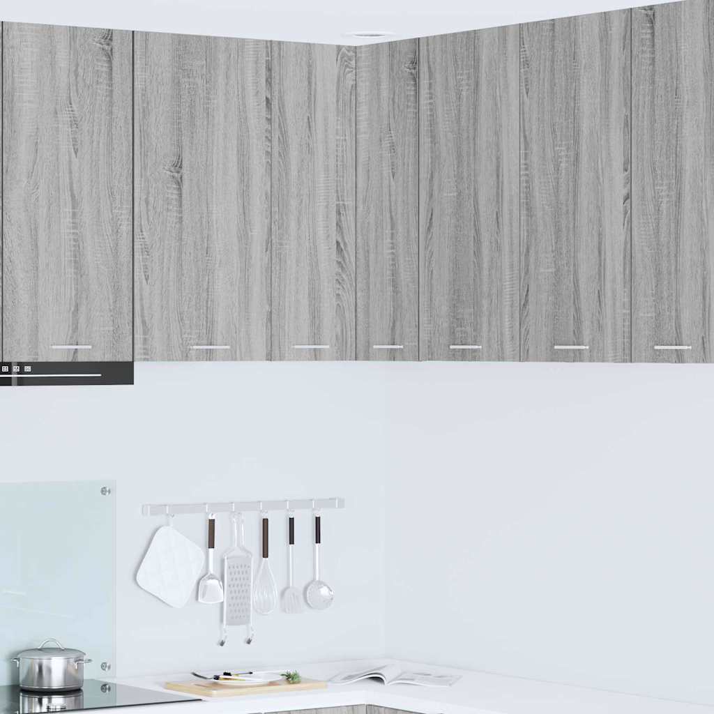 Hanging Corner Cabinet Grey Sonoma and White 57 X 57 X 80 Cm Particleboard