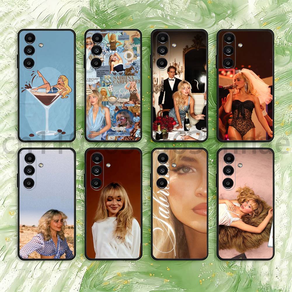 S-sabrina C-Carpenter Cartoon Phone Case For Samsung S25,24,23,22,21,S20,Ultra,Plus,FE Black Soft Cover