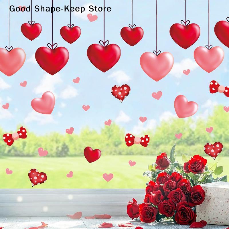 Valentine's Day Festive Party Atmosphere Decorations For Heart Shaped Wall Window Stickers Home Party Shop Restaurant