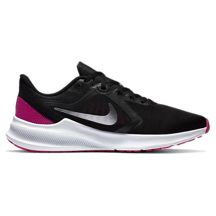 Nike Downshifter 10 Classic Logo Fabric Cushioning Non-Slip Low-Top Marathon Running Shoes Women sneaker Black White Purple CI9984-004
