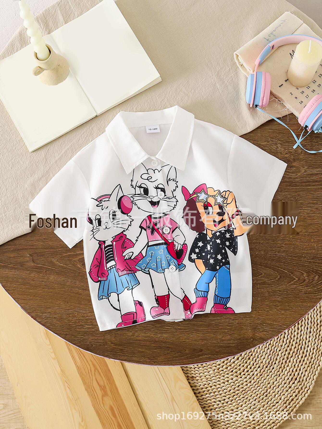 

Trendy Spring/Summer Toddler Girl Shirt with Cute Collar Design 9-12 Months білий