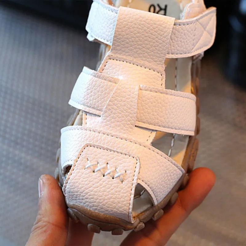 Summer Boys Sandals PU Leather Retro Casual Gladiator Roman Beach Shoes Toddler Boy Cut-outs Soft Soles Kids Shoes Flats H06161