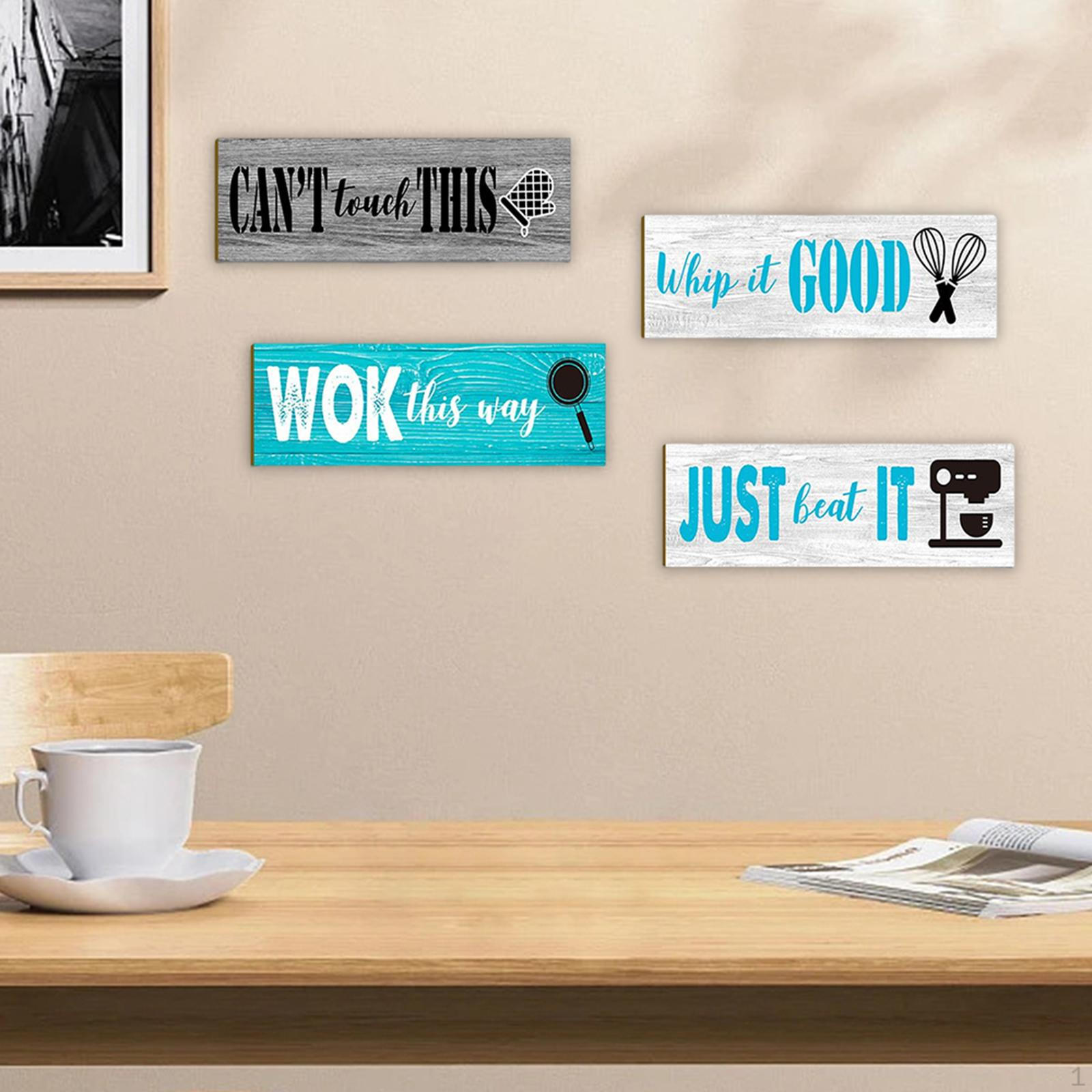 

4 Pieces Vintage Style Kitchen Wall Decors Crafts Hanging Sign Decorative Hanger Plaque for