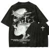 Christian Street Wear Anime Lover Washed T-shirt Year Round Clothing High Quality Personality Clothes Plus Size Unisex New Model Streetwear