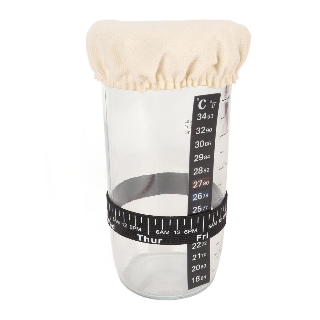 Sourdough Starter Kit 24oz Glass with Spatula Cloth Cover Feeding Line Marker Temperature Marker Sour Dough Starter Jar