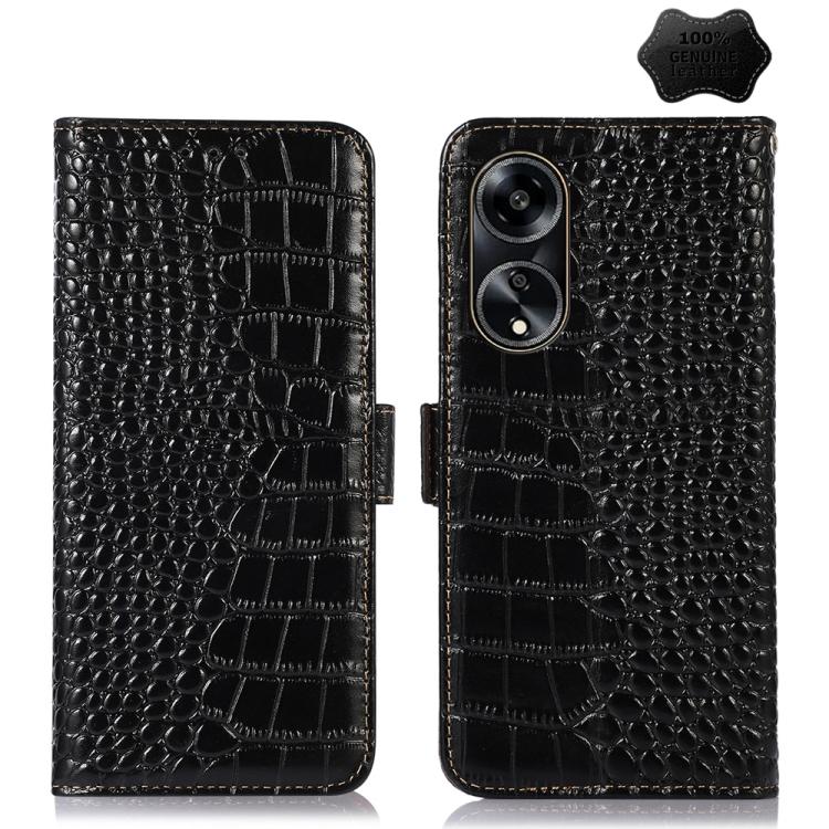 Crocodile Top Layer Cowhide Leather Phone Case For OPPO Find X9 Ultra 5G, RFID Wallet Kickstand Protective Cover