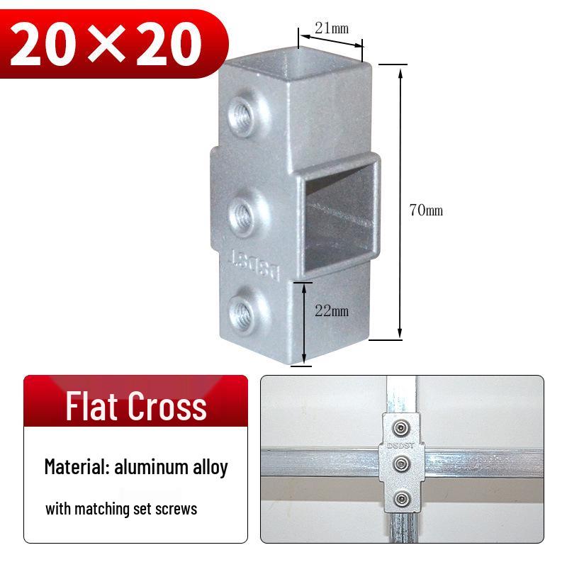 Galvanized Aluminum Alloy Square Tube Connector Fastener Joint, 20/25/30mm