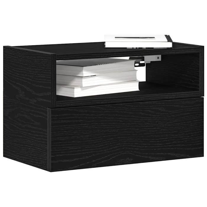 VidaXL Table de chevet murale noir 45x26x28,5 cm, armoire de chevet flottante, armoire de chevet suspendue, unité de chevet 858598