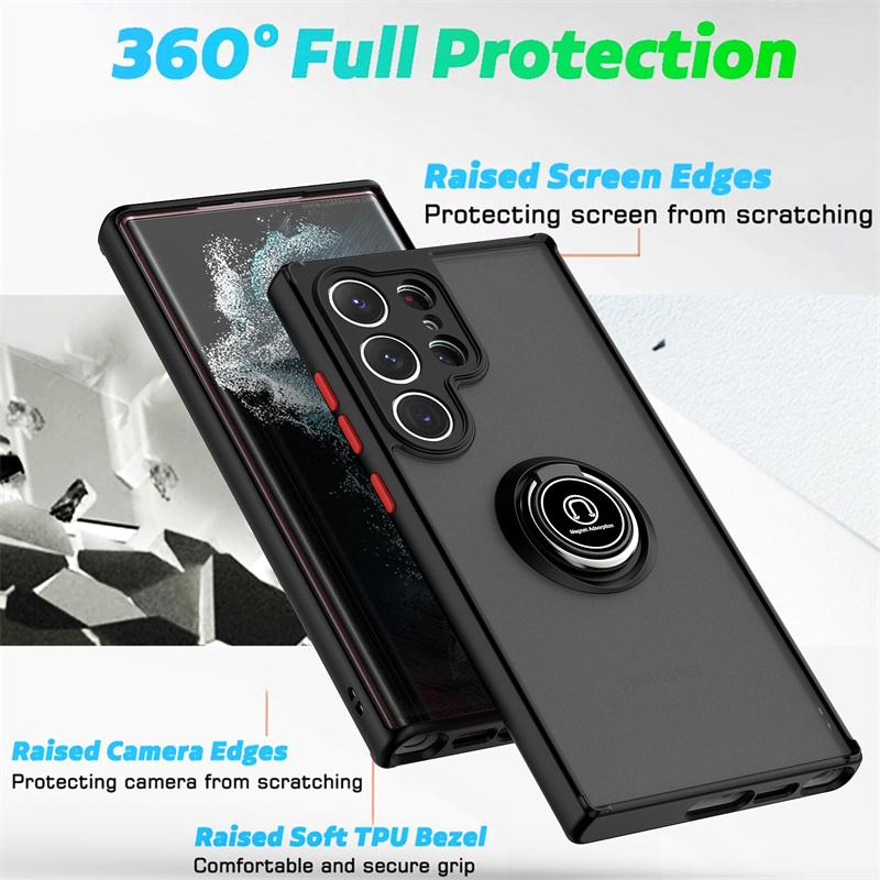For Samsung Galaxy S25 Ultra 5G Case Car Magnetic Holder Ring Armor Cases For Sumsung S25 Plus S 25 S25Ultra Matte PC Back Cover