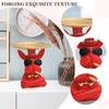 Bulldog Art Figurines with Pallet Resin Storage Box Decor for Office (red)