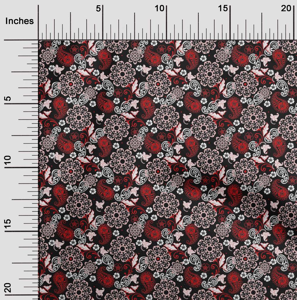 oneOone Cotton Flex Dark Brown Fabric Paisleys Craft Projects Decor Fabric Printed By The Yard 40 Inch