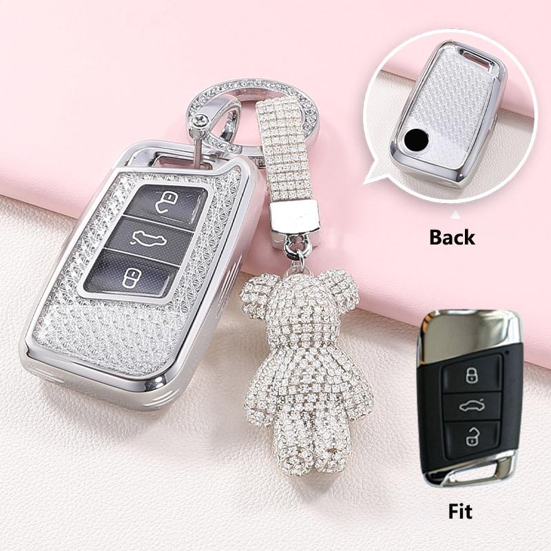 Crystal Tpu Key Case For Vw For Volkswagen For Magotan Gte Passat B6 B7 B8 Cc Skoda Fabia Superb Kodiaq A7 Key Cover Fob Holder