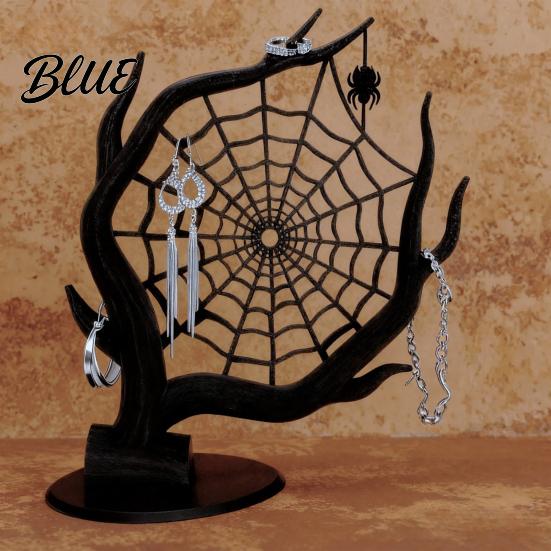 Spider Web Jewelry Rack 3D Printed Decoration Tree Organizer Holder Holder Earrings Rings Bracelets Storage Display Stand Halloween Party