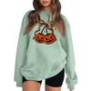Women's Comfortable Sweatshirt Casual Loose Fit Round Neck Long Sleeve Pullover, Color with Halloween Small Print