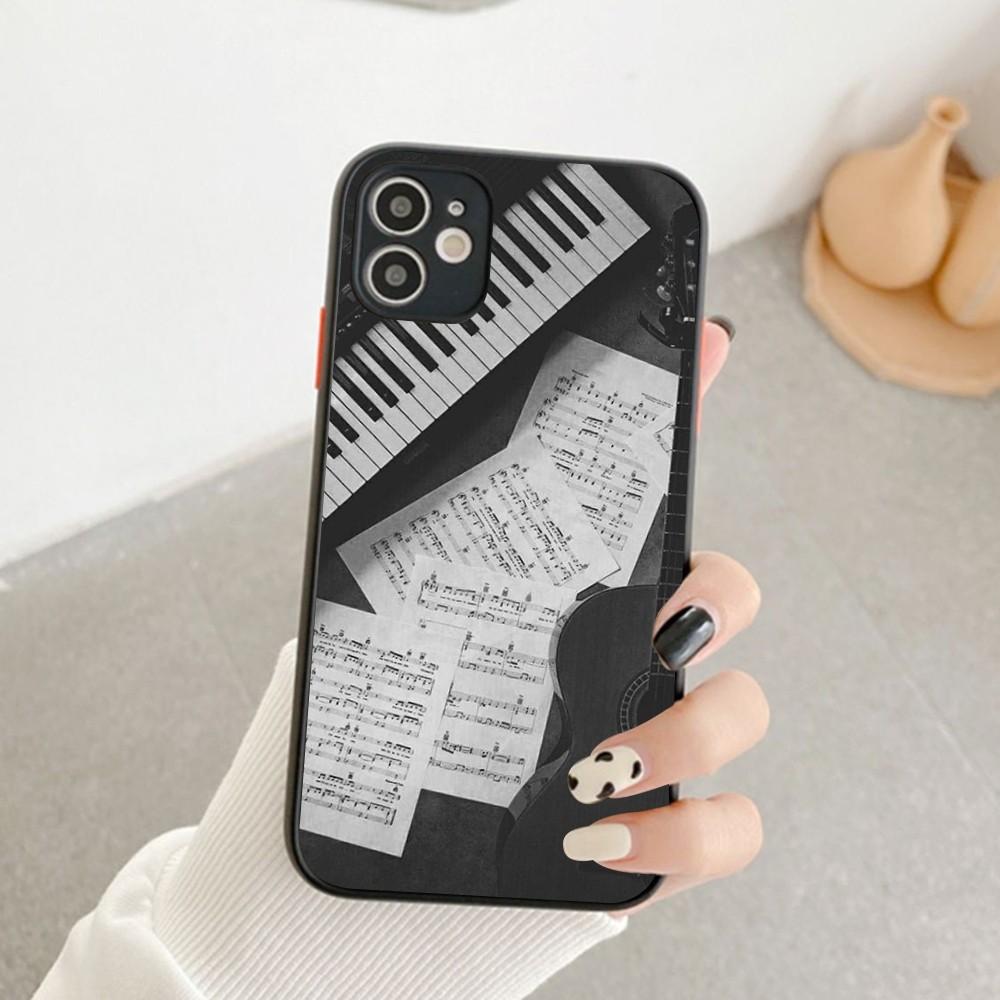 Custodia per Telefono con Strumento Musicale Chitarra Pianoforte Per IPhone 14 11 12 13 Mini Pro Max 8 7 Plus X XR XS MAX Copertura Traslucida Opaca