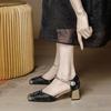 Retro square head high heels thick heel bag head sandals hollow bridesmaid wedding shoes new Chinese style cheongsam single shoes