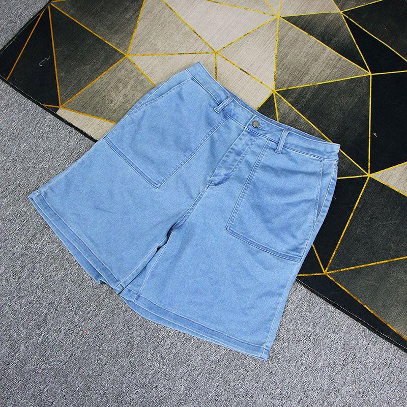 

Foreign Trade Men s and Women s Summer Washed Cotton Denim Shorts Denim Blue L