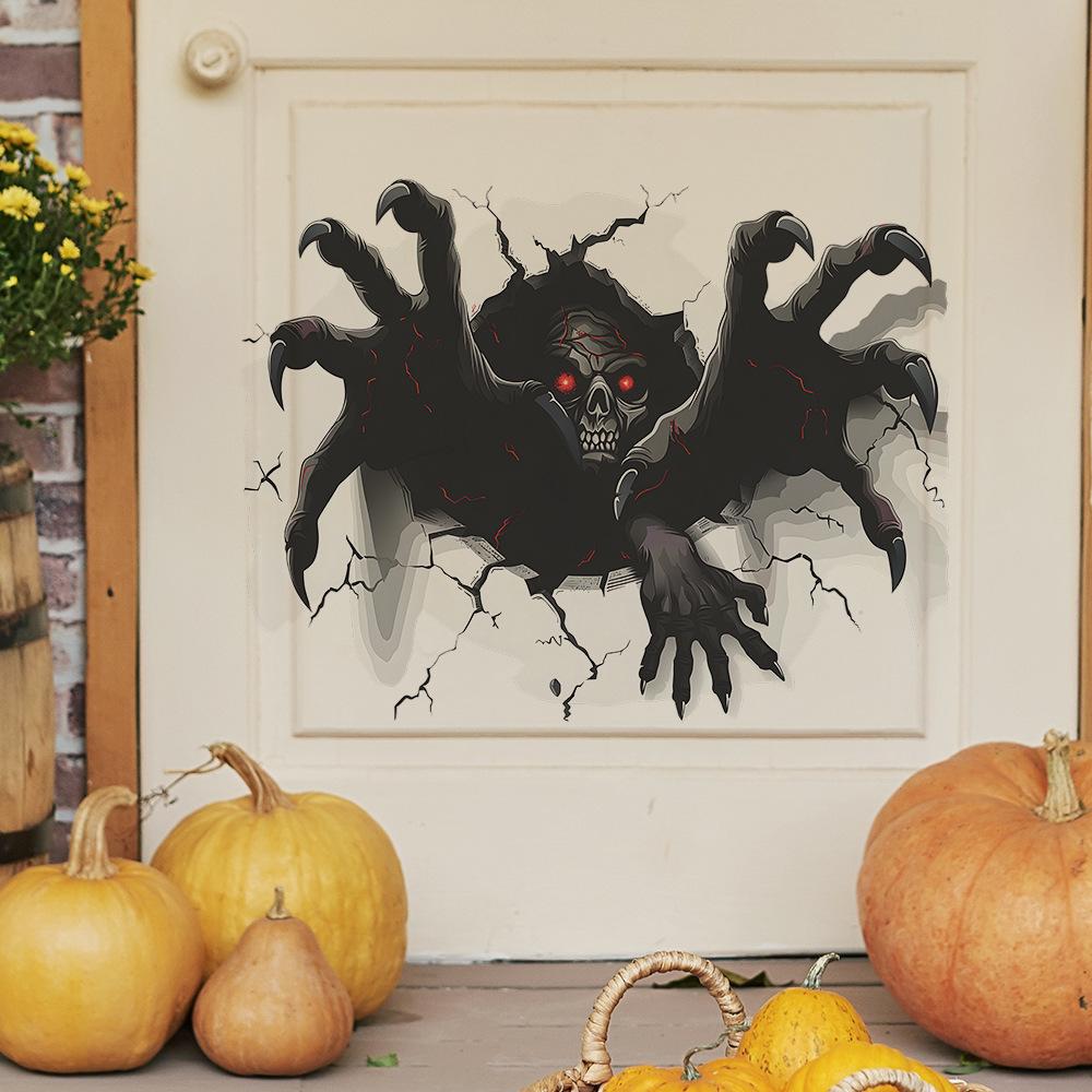 Halloween Horror Broken Wall Skull Holiday Decoration Bedroom Living Room Beautify Wall Stickers