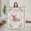 Border Painting Art Deer Blanket  Warm Soft Funny Plush Throw Blanket For Child Couch Bed Flannel Bedspread Bed Cover
