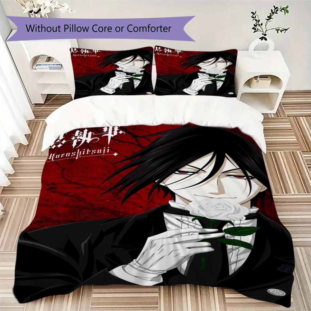 Set Copripiumino Trapuntato con Fantasia Black Butler Copripiumino Federa Decorazione per la Casa Regalo di Compleanno (1 * copripiumino + 2 * federe senza imbottitura)08