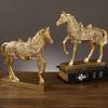 Gull Sølv Svart Hest Resin Skulptur Hestemodell Hjemmedekor Dyredekor Stue Kontor Håndverksdekor Forretningsdekor