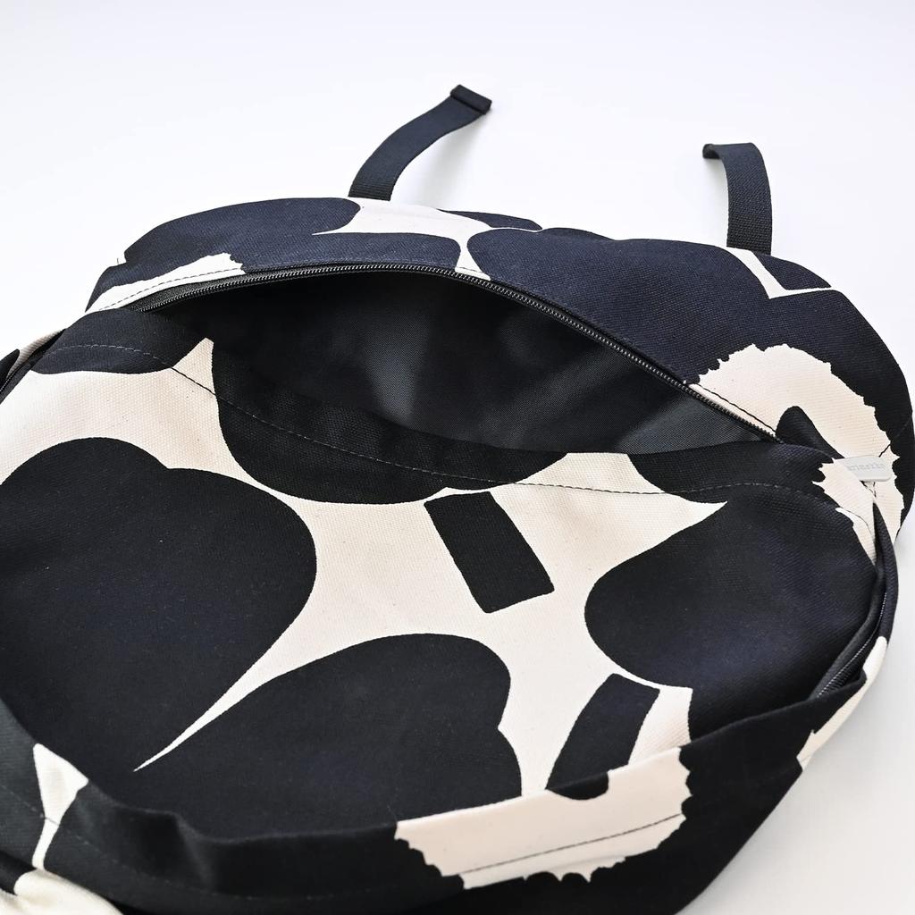 Marimekko Enni Unikko Backpack, Black and Off-White, 091650 192 [Product Code]