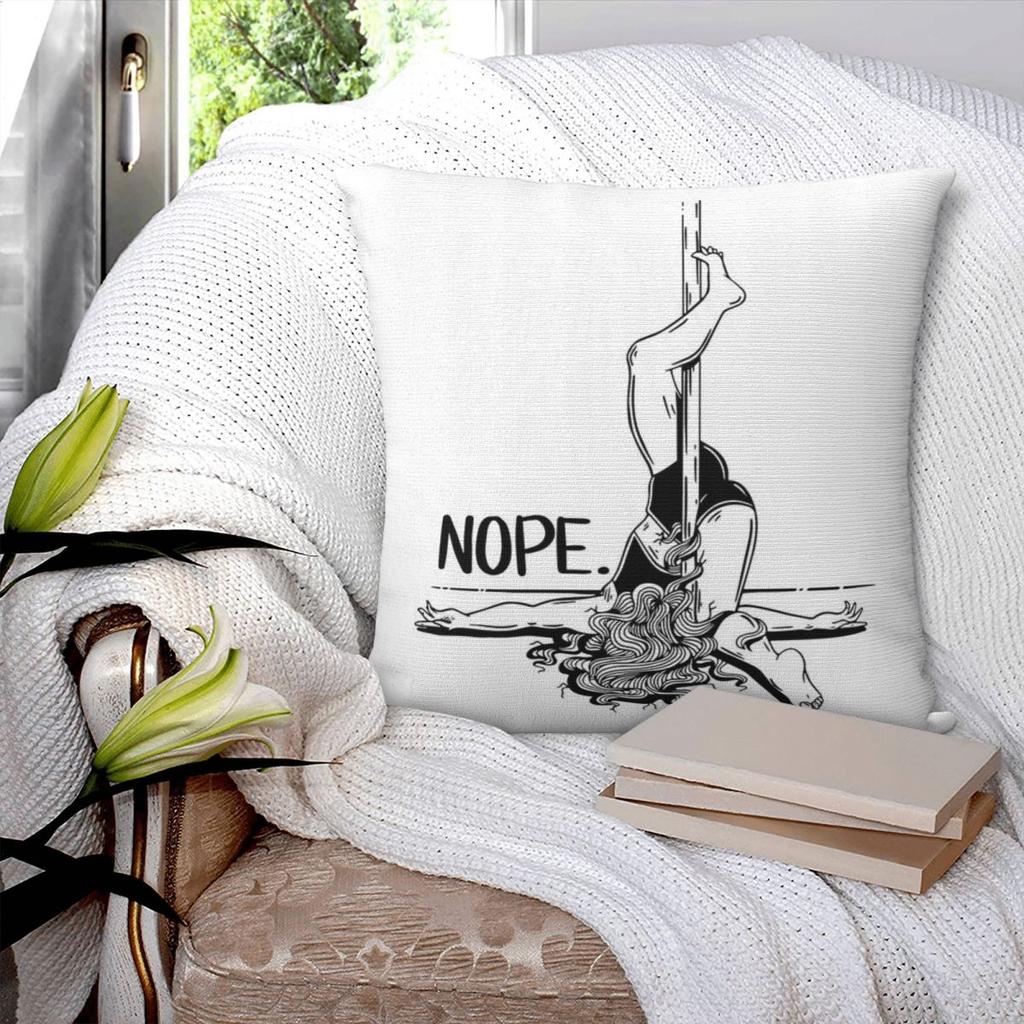 Pole Dance NOPE Black Square Pillowcase Pillow Cover Polyester Cushion Zip Decorative Comfort Throw Pillow for Home Sofa
