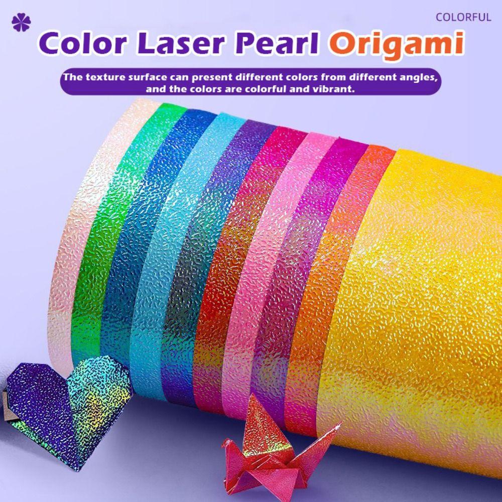 50pcs Multi-functional Laser Pearl Origami Paper Square Glitter Shining Handmade Craft Paper Sparkling Shiny Paper