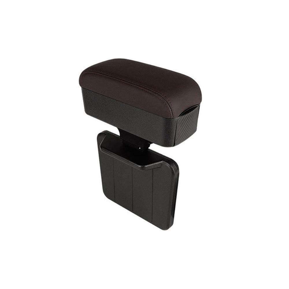 Height Adjustable Car Center Console Gap Storage Box PU Leather Multifunctional Elbow Support with Liftable Tray Armrest Pad