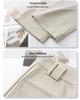 Women's Beige Wide-Leg Suit Pants - Spring 2025 Petite Casual Slimming Nine-Point Trousers