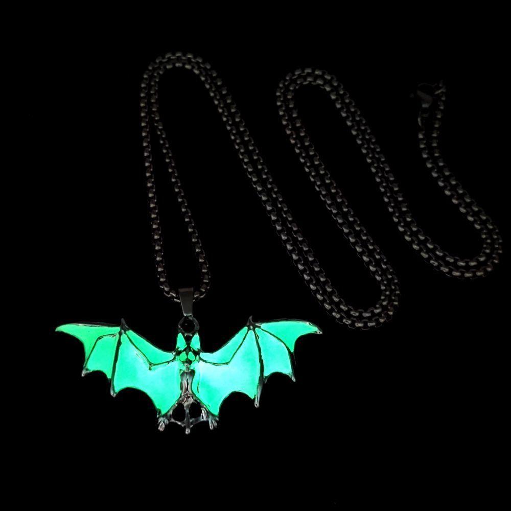 Bat Halloween Necklace Punk Style Hip Hop Neck Chains Unique Luminous Pendant Necklace  Gifts