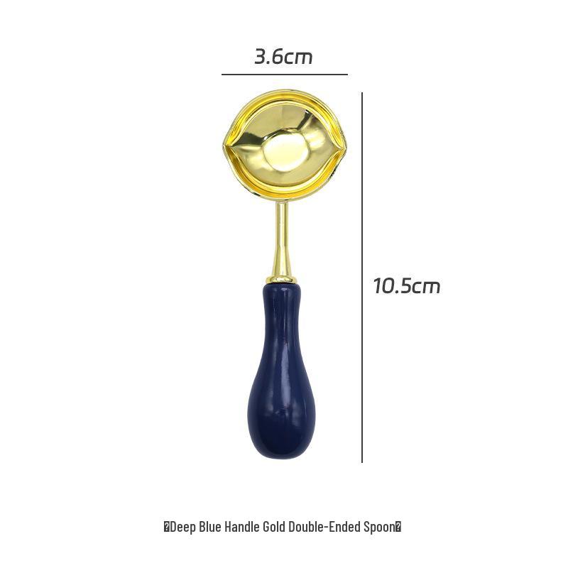 Double-Headed Wax Seal Spoon with Gold & Rose Gold Handles – Wax Melting Accessory for Sealing Stamp.