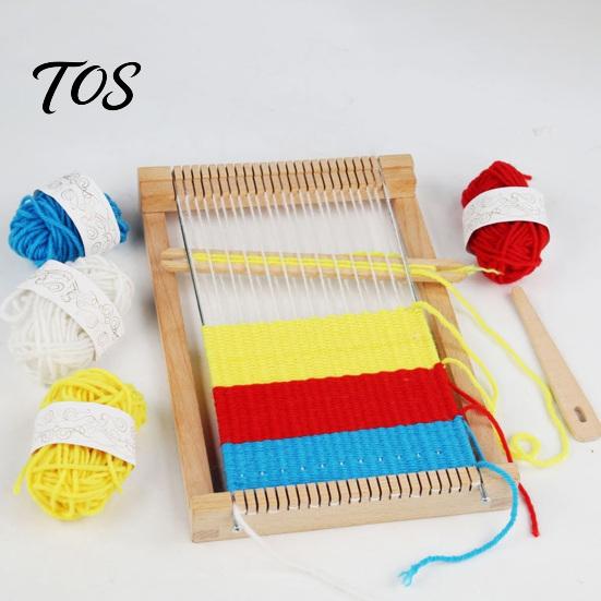 Portable Weaving Loom Wooden Kit for Kids, Small Knitting with 2 Shuttles, 4 Shuttles Rolls of Yarn, DIY Tapestry Weave Frame Adult and Beginners