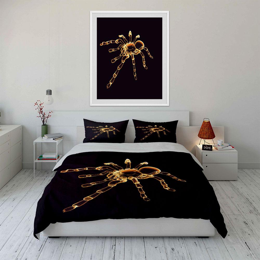 Spinnen-Dekorationsset für Halloween, mehrere Größen, für Kinder- und Schlafzimmer von Erwachsenen, exquisites 3-teiliges Bettwäsche-Set, Geschenk
