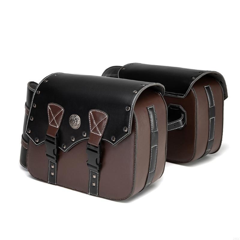 

28GC Vintage Motorcycle Saddlebags Universal Fit PU Leather Side Tool Bag Waterproof Large Capacity Storage Bags for Bike China Mainland
