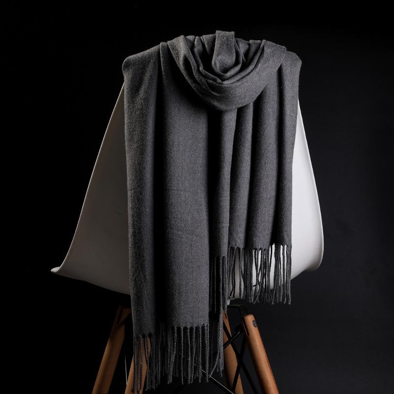 Solid Color Imitation Cashmere Scarf for Women Winter Korean Style Shawl and Scarf Dual Purpose Thickened Bridesmaid and Bride To Keep Warm in Autumn