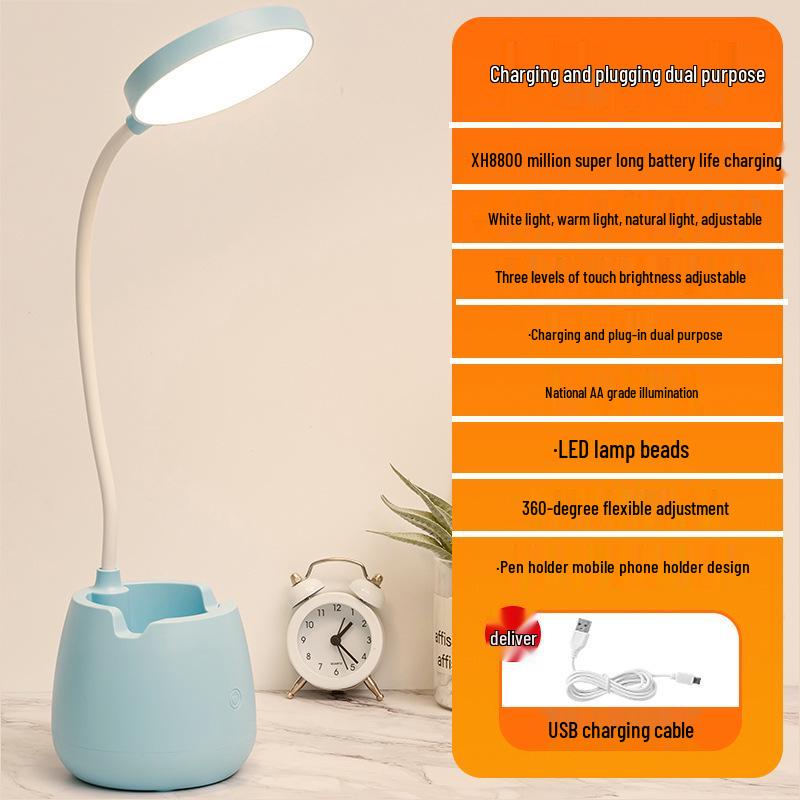 USB Bedside LED Eye-Protection Desk Lamp - Student Study, Dormitory, Reading & Night Light.