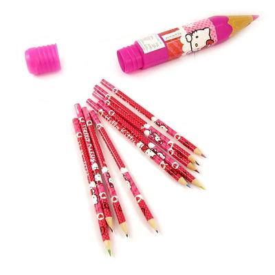 [K8679] - 9 'Hello Kitty' Colored Pencils + Pencil Holder